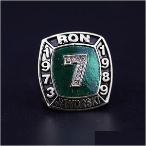Anéis de cluster Hall of Fame Ron Jaworski 7 American Football Team Champions Championship Anel com caixa de madeira conjunto de lembrança fã homens presente dhxyt