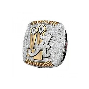 Anéis de cluster moda Alabama Crimson Tide National Football Championship Ring com caixa de madeira lembrança homens fã presente entrega gota judeu dhdwo