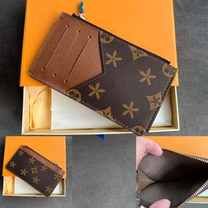 Designer Mens Zipper Card Holders Womens Coin Purses M30271 Äkta läder lyxiga plånbok Mini Long Cardholder Brown Flower Gift Plånbok Nyckelpåse 7a Kvalitetspolar