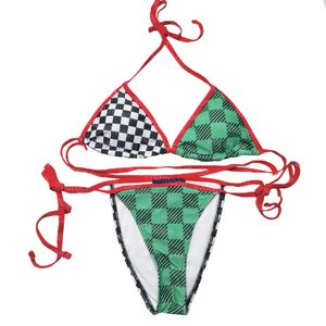 Womens Fashion Plaid badkläder Sexig grimma Bikinis Set Quick Dry Bathing Suit Two Piece Swimsuit