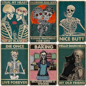 Vintage Funny Nice Butt Skeleton Retro Tin Signs Plaque Home Office Restaurang Klassrum Toalett Farmhouse Badrum Dekor gåvor4034798