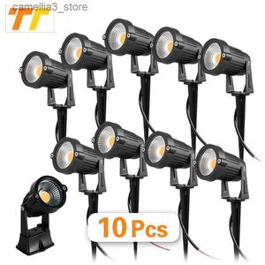 Lawn Lamps 10Pcs LED Garden Lawn Lamp Waterprof AC220V 110V 7W 5W DC12-24V Outdoor LED Spike Light Path Landscape IP65 Spot Bulbs Q231125