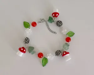 Bracciale con ciondolo a forma di fungo rosso fata fatto a mano | Gioielli Fairycore Cottagecore