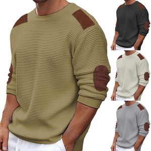 Heren T-shirts herfst en winter casual ronde hals met lange mouwen vakantie outdoor gebreid fleece shirt top