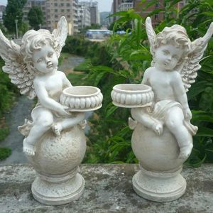 Juldekorationer Creative Cupid Flower Fairy Harts Angel Candlestick Gardening Ornament Decor Yard Courtyard Sculpture Staty Flower Pot Lovely 231124