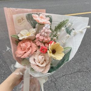 Flores de casamento pudim francês tecido artificial bordado buquê de dama de honra mariage flor de malha mão tecido para os amantes