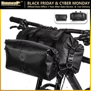 Panniers Bags Rhinowalk Bicycle Bag Waterproof Big Capacity Handlebar Bag 1 or 2-piece Front Tube Cycling Bag MTB Frame Trunk Bike Accessories 231124