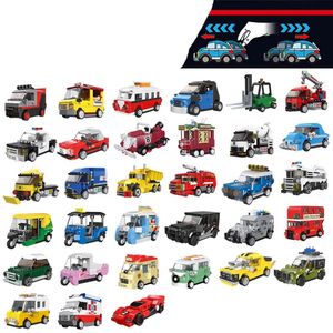 Żołnierz Mini DIY Racing Car Bus Inżynieria pojazdu wojskowa karetka pogotowia ratunkowa Model Building Brick Toys for Children Boys No Box 231124