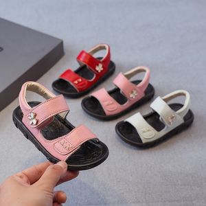 サンダルsepatu musim panas anak perempuan bayi solid sandal lembut kulit asli kupu-kupu untuk anak sepatu anak antilicin antilembap 230425