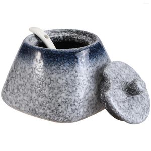 Servis uppsättningar container lock keramiskt sockerskål förvaringstankar havsugar storlek 1 salt burk keramikpott