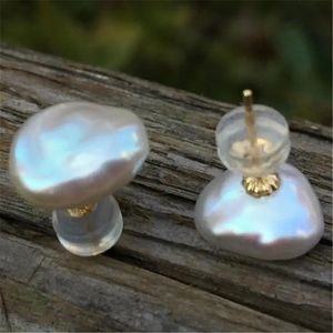 Stud 10-11mm Gray Baroque Pearl Earrings 18K Ear Stud Gift Danger AAA Fashion Aurora Twopin 231124