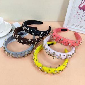 Fashion Styles Candy Color Headbands French Designer Brand Letter HairHoop High Quality Crystal Pearl Hairpin Women Girl Outdoors Sport Jeweled Hair Accessories