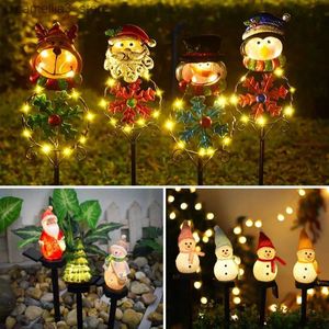 Gräsmattor LED Solar Santa Claus Snowman Christmas Lights Outdoor Waterproof Lawn Garden For Yard Party Christmas Decoration Nytt år 2024 Q231125