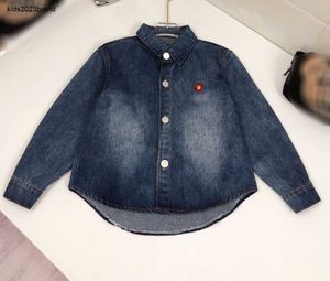 Yeni denim bebek gömlek polo yaka erkek palto boyutu 100-160 cm çocuk tasarımcı kıyafetleri işlemeli logo çocuk bluz nov25