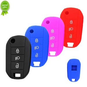 Silikon Flip Folding Key FOB -täckning för Peugeot 208 2008 301 308 3008 RCZ 508 408 2008 307 Fall för Citroen C3 C4 Berlingo 2021