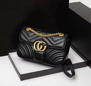 Top-Qualitäten Double G Damen Luxus Designer Taschen Marmont Damen Tasche Taschen Schulter Handtasche Handtaschen Klassisches Leder Herz Stil Goldkette Tote Messenger