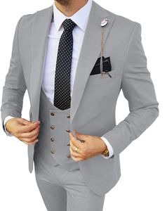 Siyah ve Beyaz Damier Check Men Suit İş Düğünü Özel Blazer Klasik Ceket İnce Fit Smokin 3 Parçası