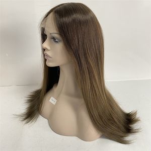 Hair virgem humano da Mongólia Kosher Wigs Silky Straight ombre Color T2/6 peruca judaica para mulheres brancas