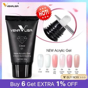 Prego gel venalisa gel acrílico 45g geléia rosa poli prego gel manicure extensão semi permanente embeber fora uv constructin gel francês gel 231124