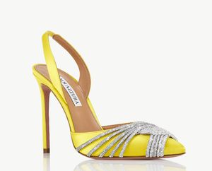Aquazzuras PVC Designers Womens Gatsby Sling Sandals Sandal Heels Crysta Buckle Party Wedding Dress Shoes Heel Sexig Back Strap Leather Sandal 35-43