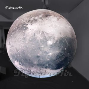 Amazing Large Hanging Inflatable Pluto Balloon Solar System Planet Ball Big Sphere With LED Light For Venue Ceiling Decoration