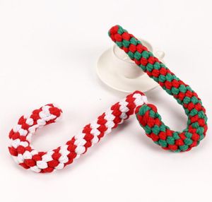 20cm Dog Braided Cane Rudder Chew Toy Pet Supplies Cotton Rope Training Interactive Play Bite Toys Christmas Crutch B1016229197