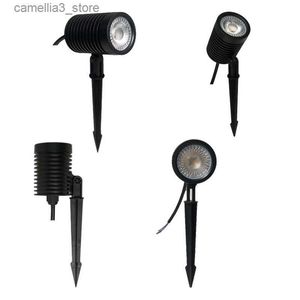 Lawn Lamps AC85-AC265V outdoor led spot lawn lamp black plastic COB 5W high bright warm white or white 6000k garden light Q231125