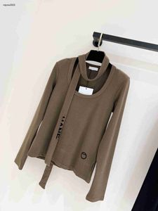 brand women shirts designer clothing for womens autumn tops fashion Streamer letter U collar girl Shirt warm long sleeves pullover May 22