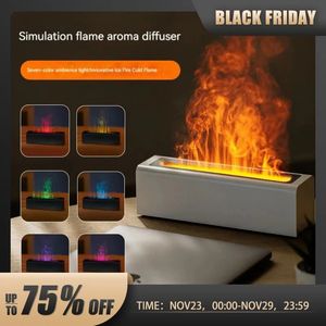 Decorative Objects Figurines Colorful Simulation Flame Diffuser USB Plug in Fragrance Office Home Humidification 231124