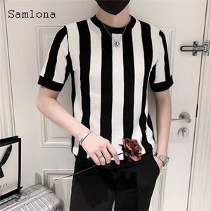 Herren T-Shirts Kpop Style Men Fashion Stripes T-Shirt Kurzarm Basic Tops Sommer Casual Pullovers Sexy Herren Kleidung Plus Größe S-3xl 230425