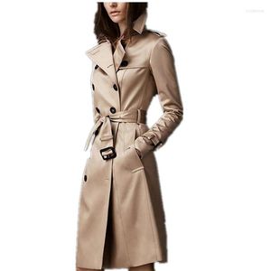 Damen Trenchcoats Frühling und Herbst Damen Britischer Stil Trend Mode Klassisch Zweireihig Schlank Lange Einfarbige Windjacke