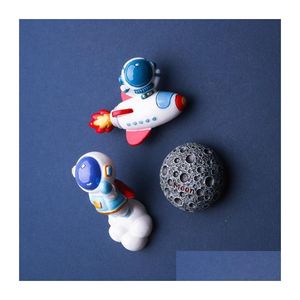 Dekoratif Nesneler Figürinler Uzay Planet Astronot Buzdolabı Sticker Güneş Sistemi Dekorasyon Uzay Gemisi MES Memo Sabit Bırak OTVH9