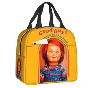 Kühlakkus/Isothermische Taschen Chucky Retro-Filme Isolierte Lunch-Taschen für Camping Reisen Good Guys Game Auslaufsichere Thermo-Kühlbox Bento Box Damen Kinder J230425