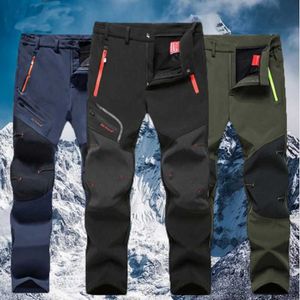 Calças masculinas homens oversized inverno softshell inverno ao ar livre calças trekking pesca acampamento escalada caminhadas esqui quente calças de viagem navio zln231125