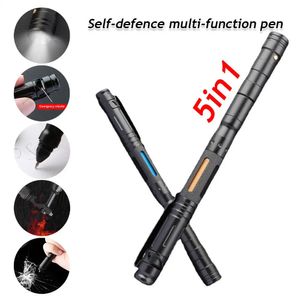 Canetas tinteiro Multi-Função Caneta de Autodefesa Defesa Ataque Liga de Alumínio Caneta Tática Survival Whistle Pen Outdoor EDC Rescue Escape Tool 231124