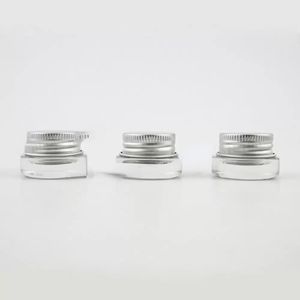 360 x Travel 3G Mini glass skin eye cream make up jar with aluminum lid white pe pad 3CC cosmetic container packaging glass jar