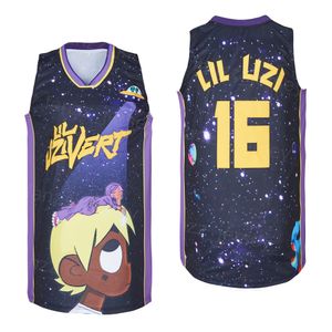 Фильм баскетбол 16 Lil Uzi Vert Movie Jersey Summer Hiphop High School University для спортивных фанатов Винтажная команда черная рубашка дышащий пуловер ретро человек