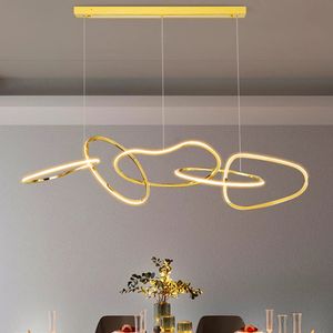 Modern Rose Gold Circle LED -ljuskronor Belysning Luster Home Matsal Decor Pendant Lamp Indoor Bar Hanging Lights fixtures