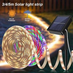 Lawn Lamps Outdoor Solar Led Strip Garden Decoration String Lights Solar Flexible Led Strip Street Garland Waterproof Christmas Solar Lamp Q231125