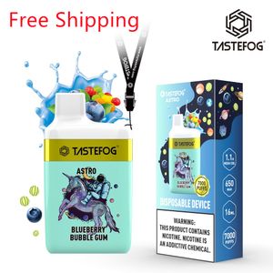 Heißer Verkauf in den USA Einweg-Vape-Box 7000 Puffs E-Zigarette 5% Nic 10 Geschmacksrichtungen mit Lanyard vom Tastefog-Hersteller