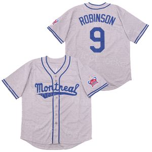 Film baseball 9 Jackie Robinson Jersey Film Montreal Royals The Vintage Cool Base drużyna z 1946 roku Gray Retro College Hafdery Hiphop oddychający dla fanów sportu dobre