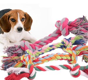 18 cm Cotton Rope Pet Dog Toy Puppy Cat Chew Knot Dålig flätad benrep tänder Rengöring Molar Toy Pet levererar slumpmässig färg 6527563
