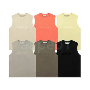 Mens T Shirt Tank Top Chest Letter Round Neck Sleeveless Bottom Shirt High Street Breathable T-shirt Casual Fashion Top