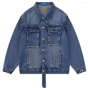 Jackets masculinos bolsos dianteiros jeans Men Women 2023 Spring Washed Jean 3 Colors