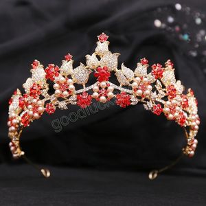 Elegant Rose Flower Crystal Tiara Crown Wedding Party Hair Jewelry Bridal Bride Luxury Fashion Crown Hair Accessories