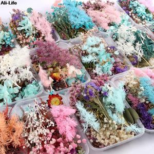 Decorative Flowers 1 Box Real Nail Dried Leaf Art Decor DIY Tips Dyeing Stickers For Candle
