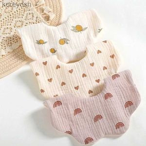 Bibs Burp Cloths Cotton Gauze Baby Bib Babies Accessories Newborn Baby Apron Feeding Bib 6 Layer Muslin Burp Cloths Kids Saliva Towel New BornL231125