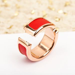 2024 Luxury quality charm punk band ring with genuine leather have stamp box in 18k rose gold plated PS4978A