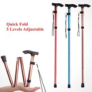 Trekking Poles Walking Stick Hiking Trail Ultralight 4 Section Adjustable Canes Aluminum Alloy Folding 230425