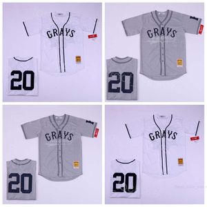 Moive Baseball 20 Josh Gibson Jerseys Grays Negro Film Homestead National League Team White Grey Breattable Stitched Pure Cotton Cool Base Cooperstown College Top